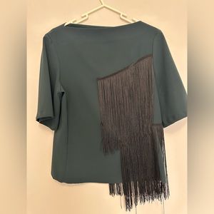 Zara fringe Top Emerald green